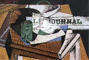 Juan Gris Fruit dish book and newspaper oil painting on canvas